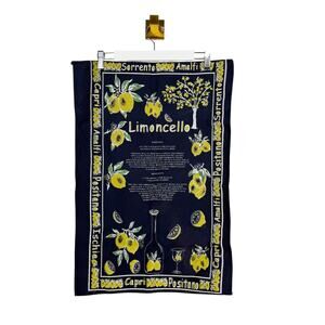 Vintage Italian Limoncello Recipe Blue Souvenir Dish Towel Cotton Tea Towel